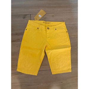 NEW EXOCET Yellow Y2K Denim Jorts Cotton Blend Bermuda Shorts 11 32/12”